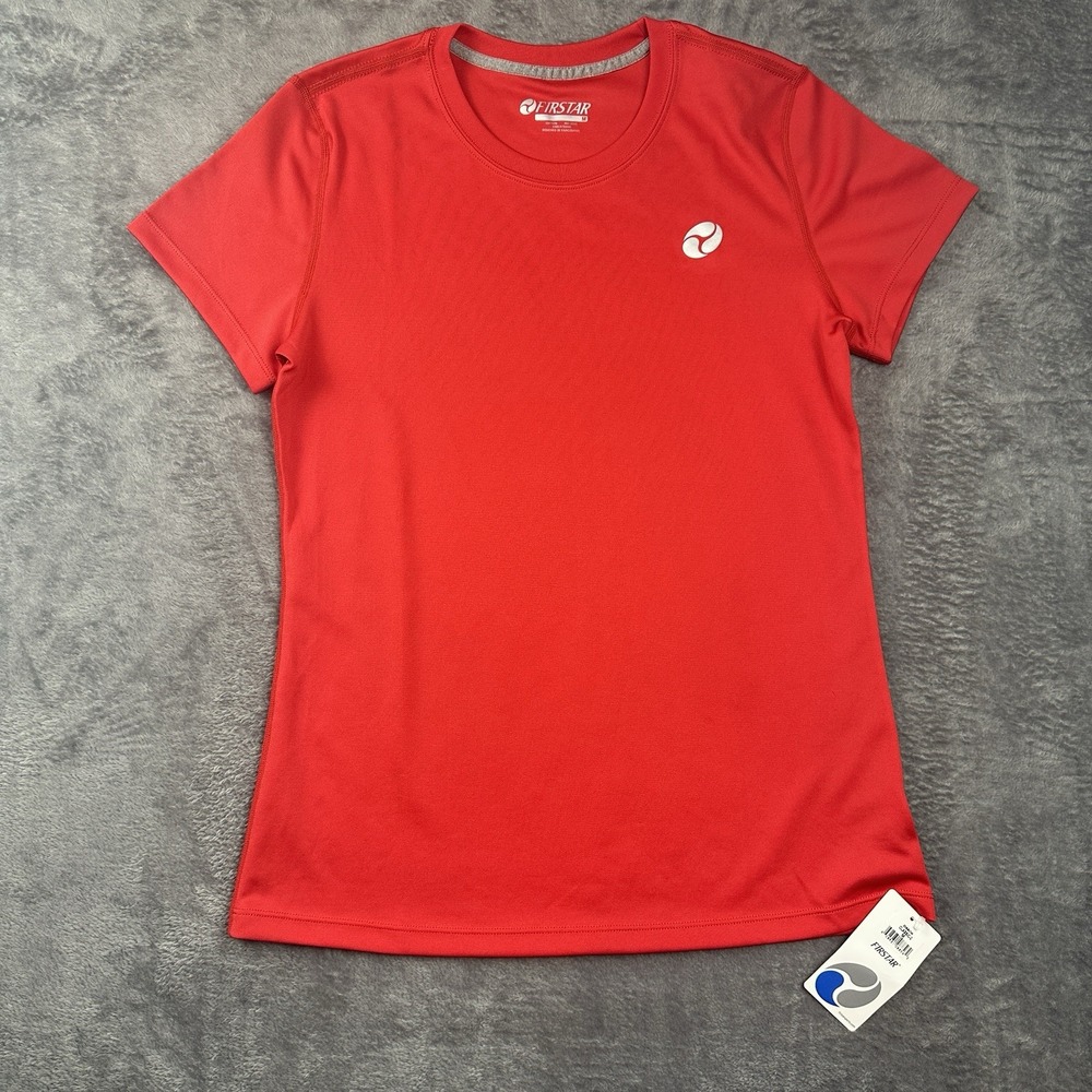 Firstar‎ Athletic Workout Tee Shirt Women's Medium Red Short Sleeve Logo NWT
